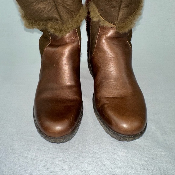 Born Women's Shearling Cognac Brown Suede Leather Mid Calf Boots US7 Luxury Core - Picture 6 of 14